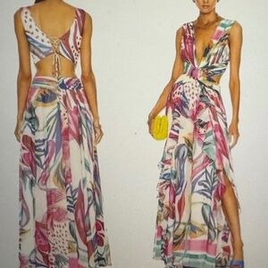 PatBO Printed Long Dress Size: M